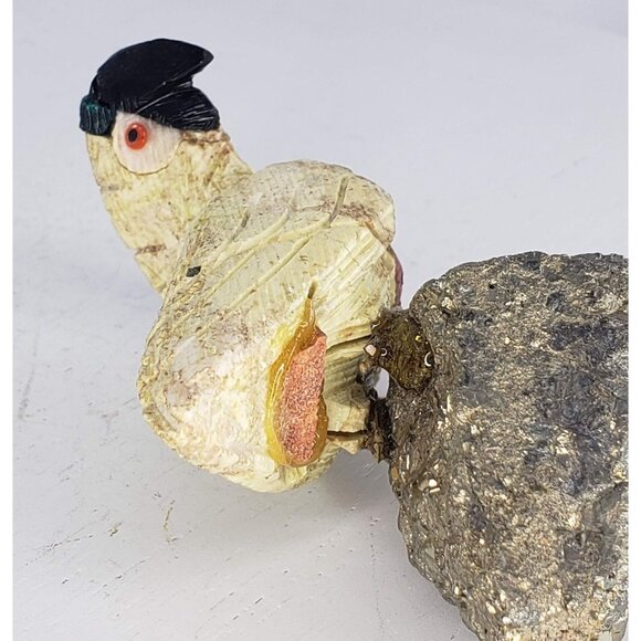 Carved Gemstone Pyrite Parrot Macaw Bird Peru Rock FIgurine - Picture 7 of 7
